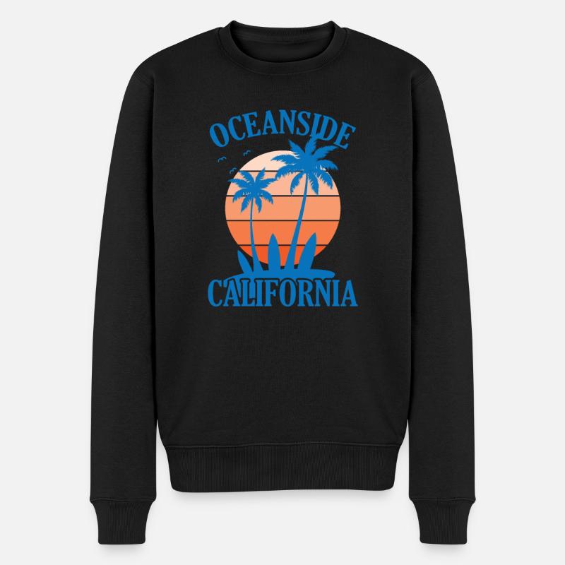 Oceanside California Wellenreiten surfen - Männer Premium Bio Pullover - Schwarz