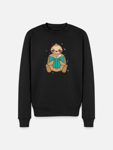 Sloth reads book lazy nature - Men's Premium Organic Jumper - black