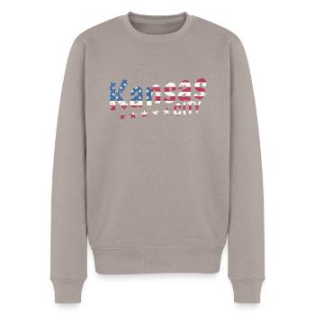 Kansas City USA Flagge Amerika - Männer Premium Bio Pullover - Taupe - Vorne - Nico (187cm)