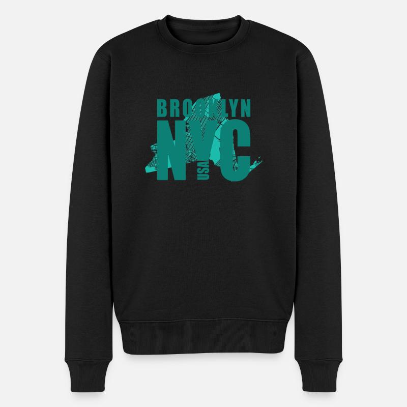 New York Brooklyn NYC États-Unis Amérique - Pull Premium bio Homme - noir