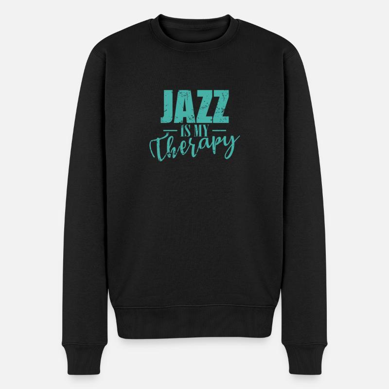 Le jazz est ma thérapie Musique Saxophone - Pull Premium bio Homme - noir