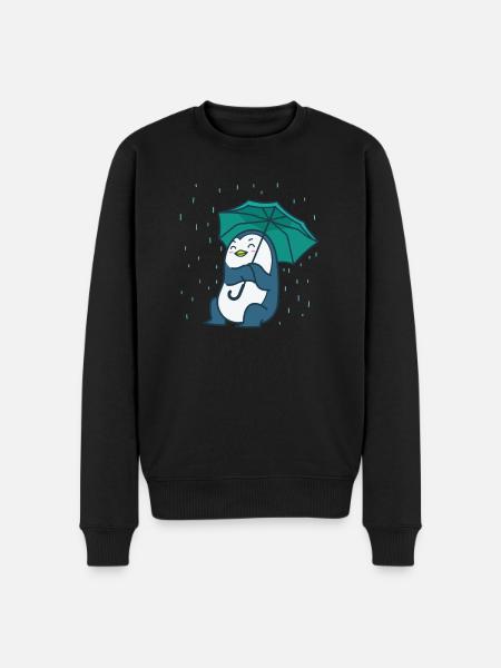 Penguin with an umbrella Antarctica - Men's Premium Organic Jumper - black
