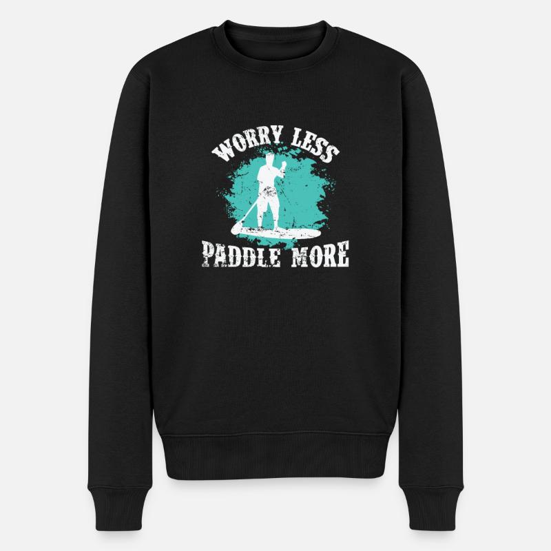 Worry less Paddle More SUP Stand up Paddle - Männer Premium Bio Pullover - Schwarz