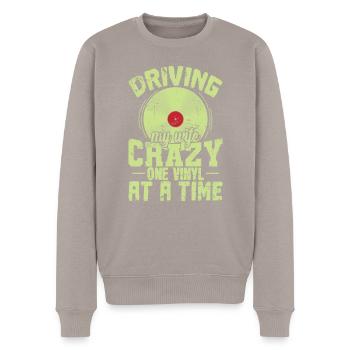 Driving my Wife Crazy one Vinyl at a Time - Men's Premium Organic Jumper - taupe - Front - Nico (187cm)