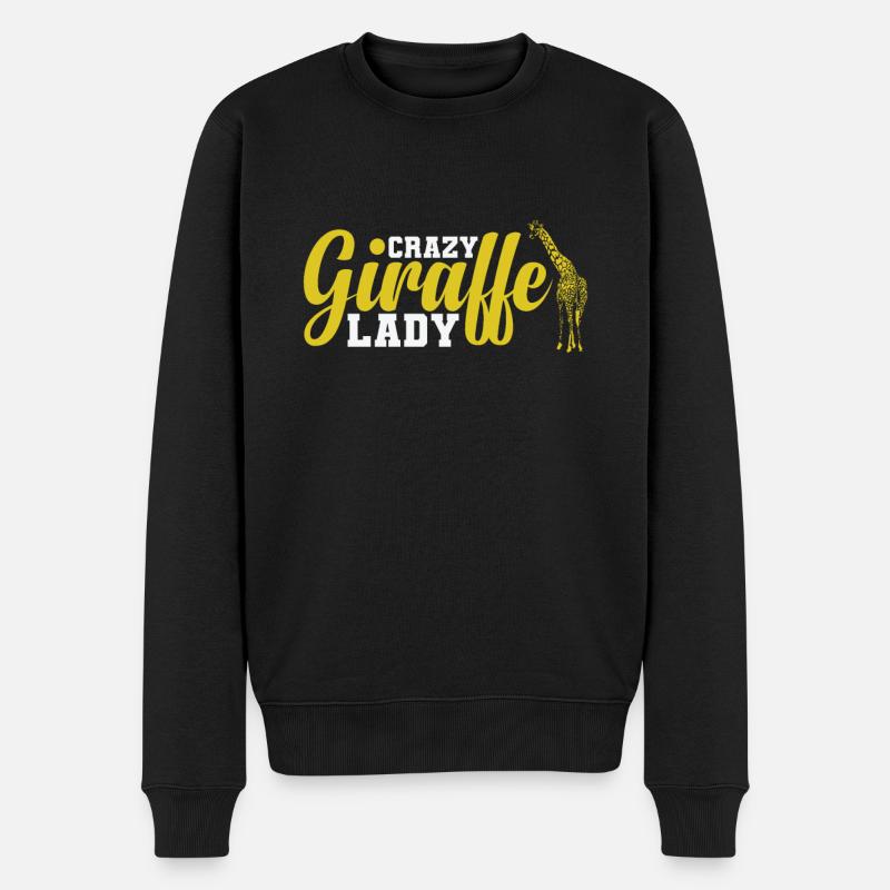 Crazy Giraffe Lady exotisches Tier - Männer Premium Bio Pullover - Schwarz