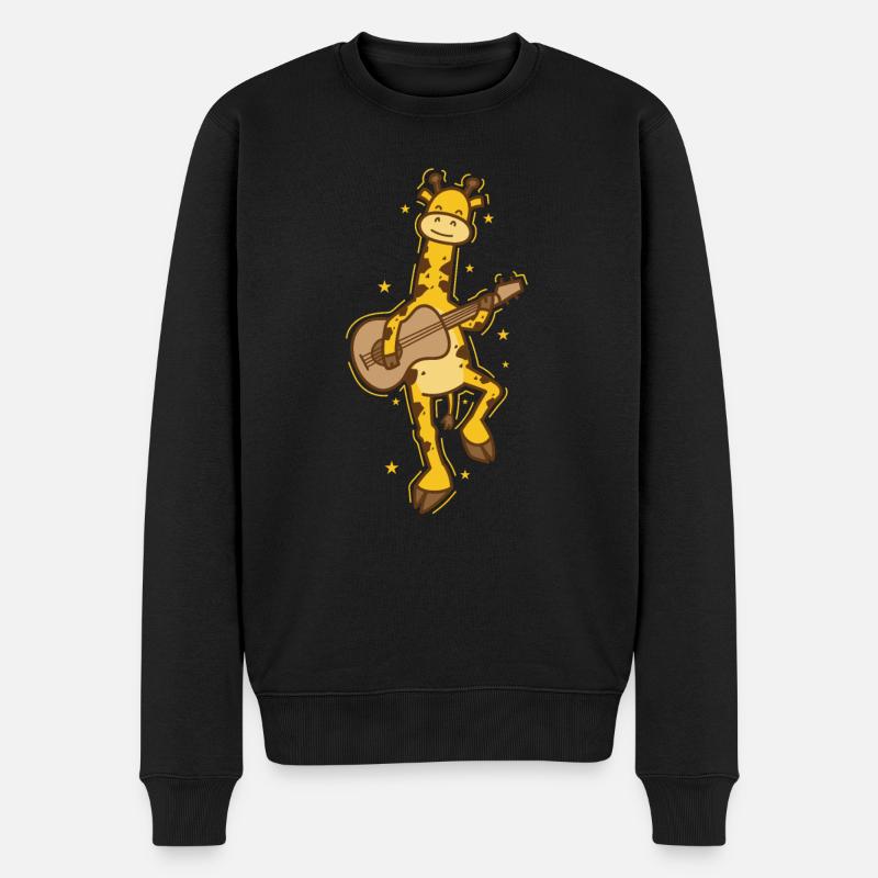 Giraffe spielt Gitarre Zoo Tierpark - Männer Premium Bio Pullover - Schwarz