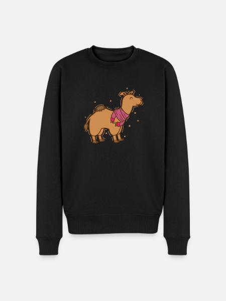 Camel Dromedary with Scarf Dromedary - Men's Premium Organic Jumper - black
