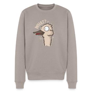What? Strauß Vogel Tier Sprinter - Männer Premium Bio Pullover - Taupe - Vorne - Nico (187cm)