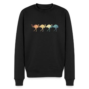 schneller Strauß Tier Vogel - Männer Premium Bio Pullover - Schwarz - Vorne - Nico (187cm)