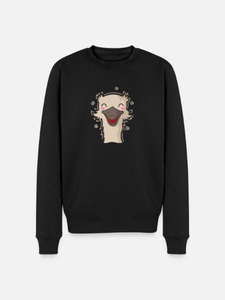 happy ostrich ratite animal - Men's Premium Organic Jumper - black