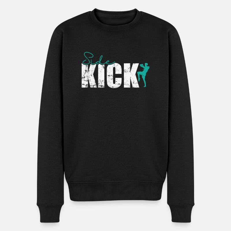 Side Kick Kickboxen - Männer Premium Bio Pullover - Schwarz