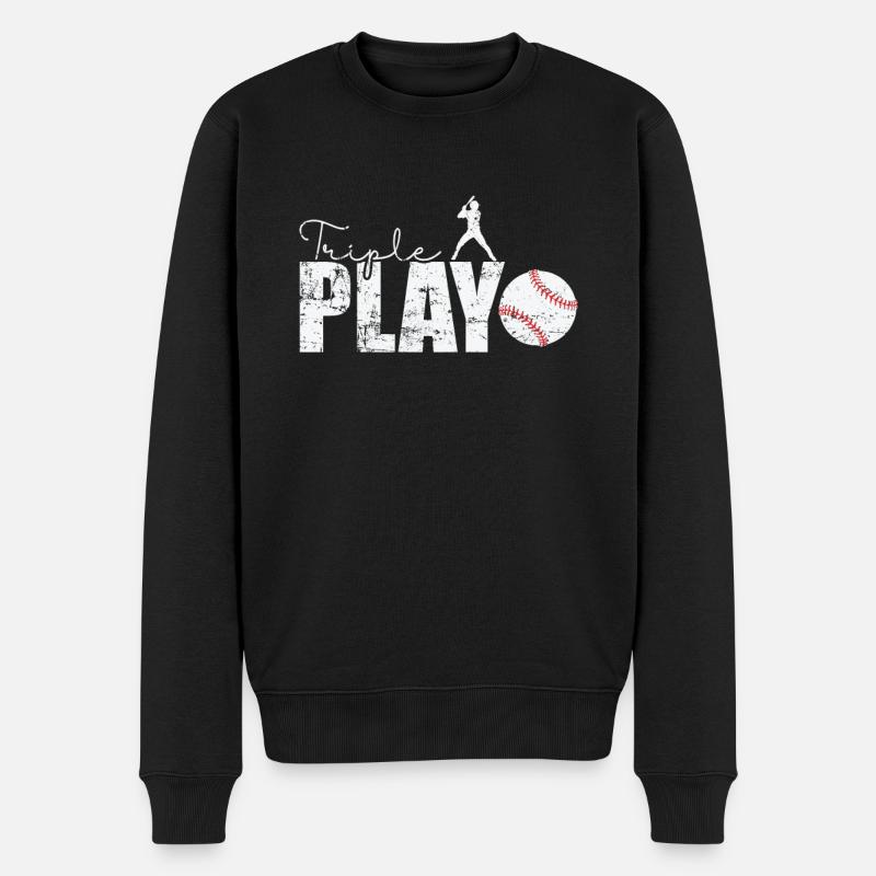 Triple Play Baseball - Männer Premium Bio Pullover - Schwarz