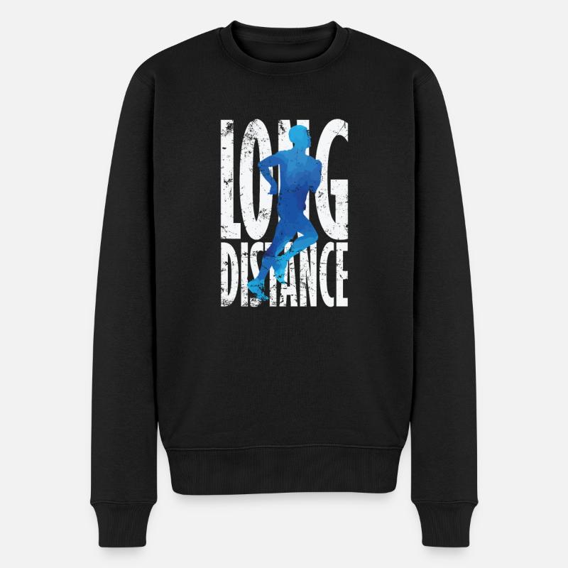 Long Distance Laufen - Männer Premium Bio Pullover - Schwarz