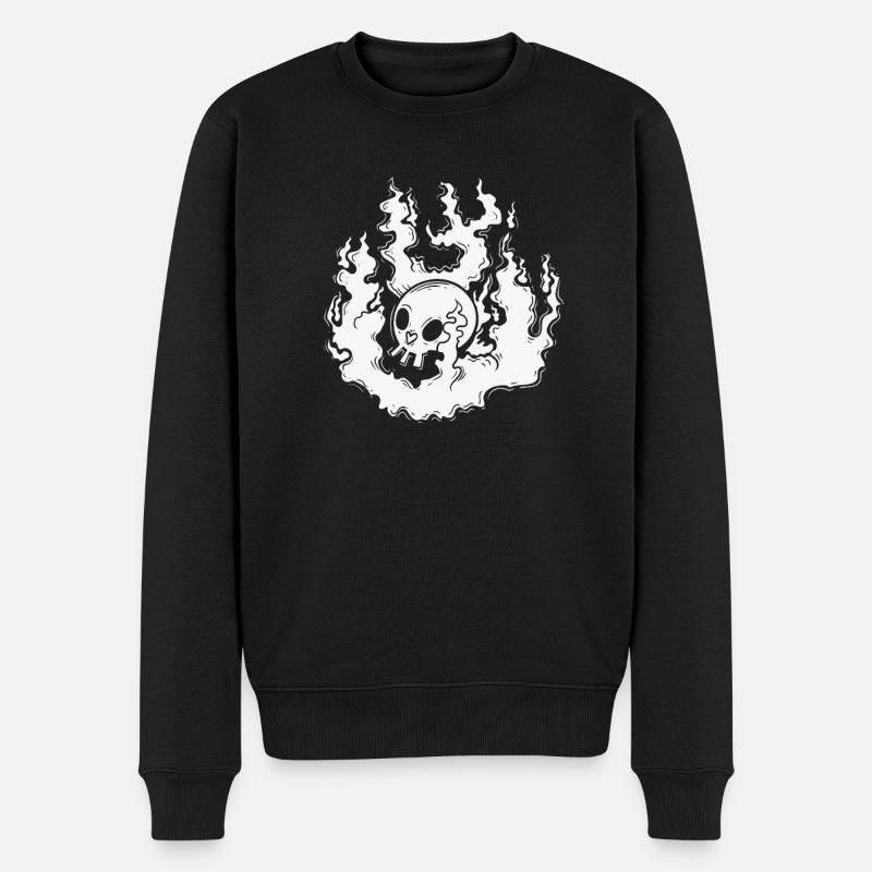 Burning Bone Skull Gothic Styl - Pull Premium bio Homme - noir