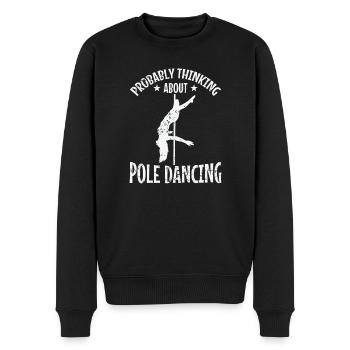 Probably Thinking about Pole Dancing Stange - Männer Premium Bio Pullover - Schwarz - Vorne - Nico (187cm)