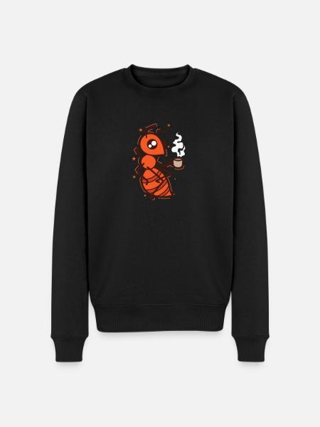 Ant drinking coffee industrious insects - Men's Premium Organic Jumper - black