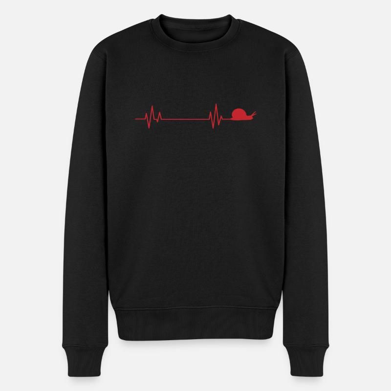 Herzschlaglinie mit Schnecke Tier - Männer Premium Bio Pullover - Schwarz