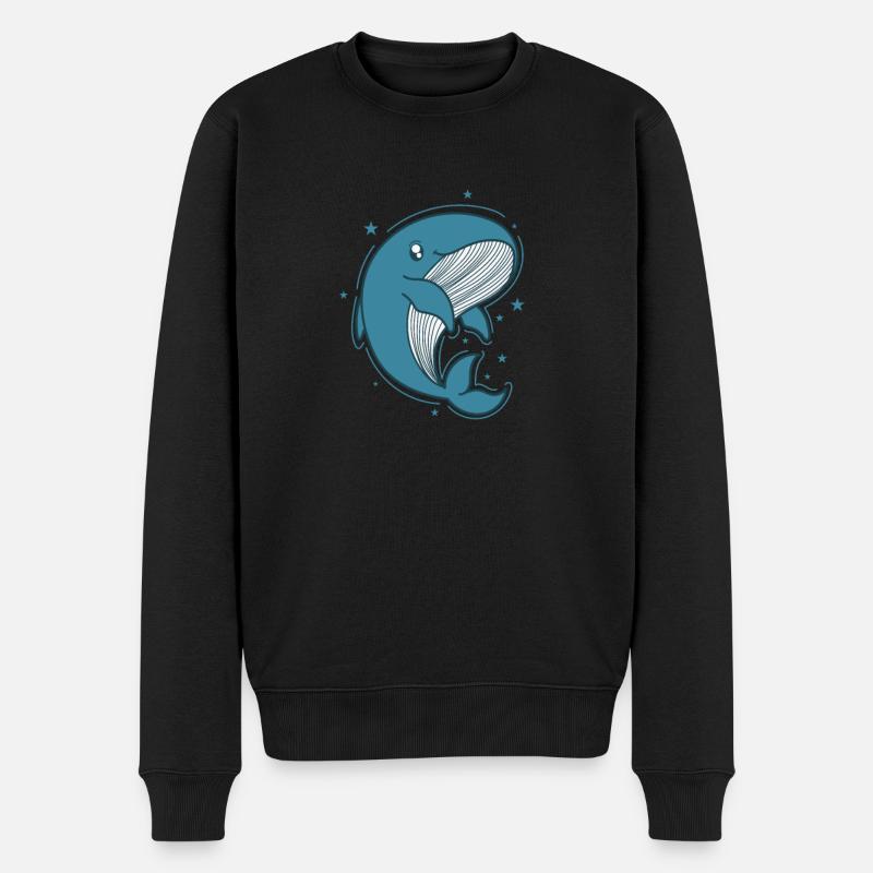 Blauwal im Ozean - Männer Premium Bio Pullover - Schwarz
