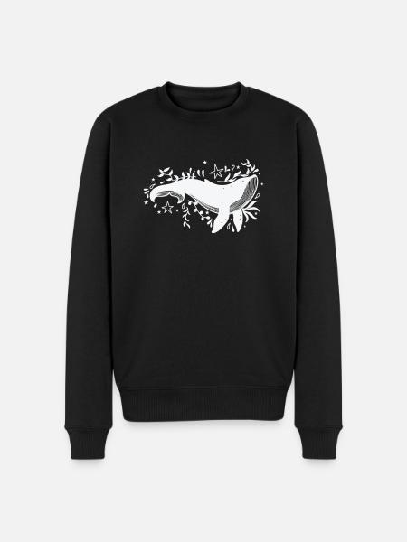 Blue whale with plants - Men's Premium Organic Jumper - black