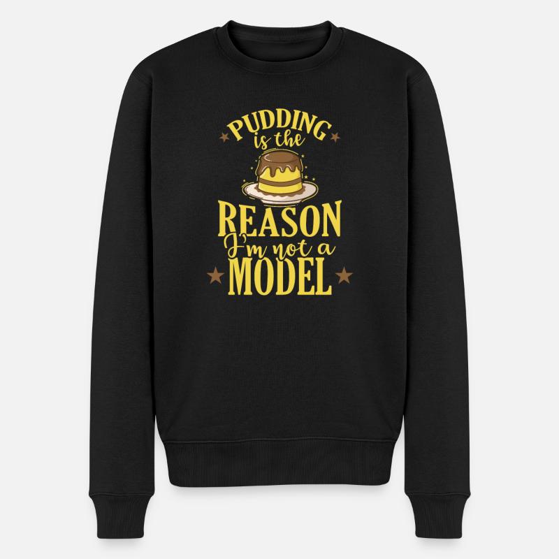 Pudding Dessert Süßspeise - Männer Premium Bio Pullover - Schwarz