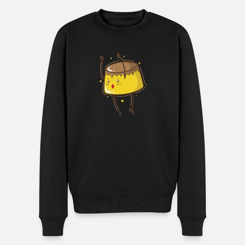 Pudding mit Gesicht Nachtisch - Männer Premium Bio Pullover - Schwarz