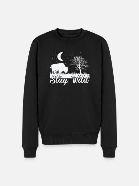 Stay Wild Bison Animal - Men's Premium Organic Jumper - black