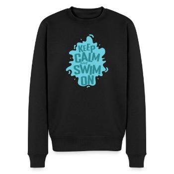Keep Calm and Swim on Sport Training - Männer Premium Bio Pullover - Schwarz - Vorne - Nico (187cm)