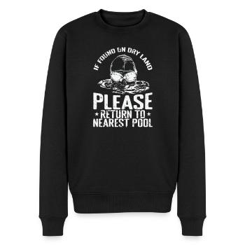 If Found on Land Please return to nearstest Pool - Männer Premium Bio Pullover - Schwarz - Vorne - Nico (187cm)