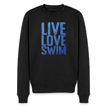 Live Love Swim Sport Training - Männer Premium Bio Pullover - Schwarz - Vorne - Nico (187cm)