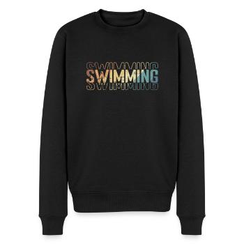 Swimming Sport Training cooles Hobby - Männer Premium Bio Pullover - Schwarz - Vorne - Nico (187cm)