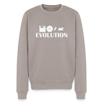 Evolution Floppy CD USB Stick Cloud - Men's Premium Organic Jumper - taupe - Front - Nico (187cm)