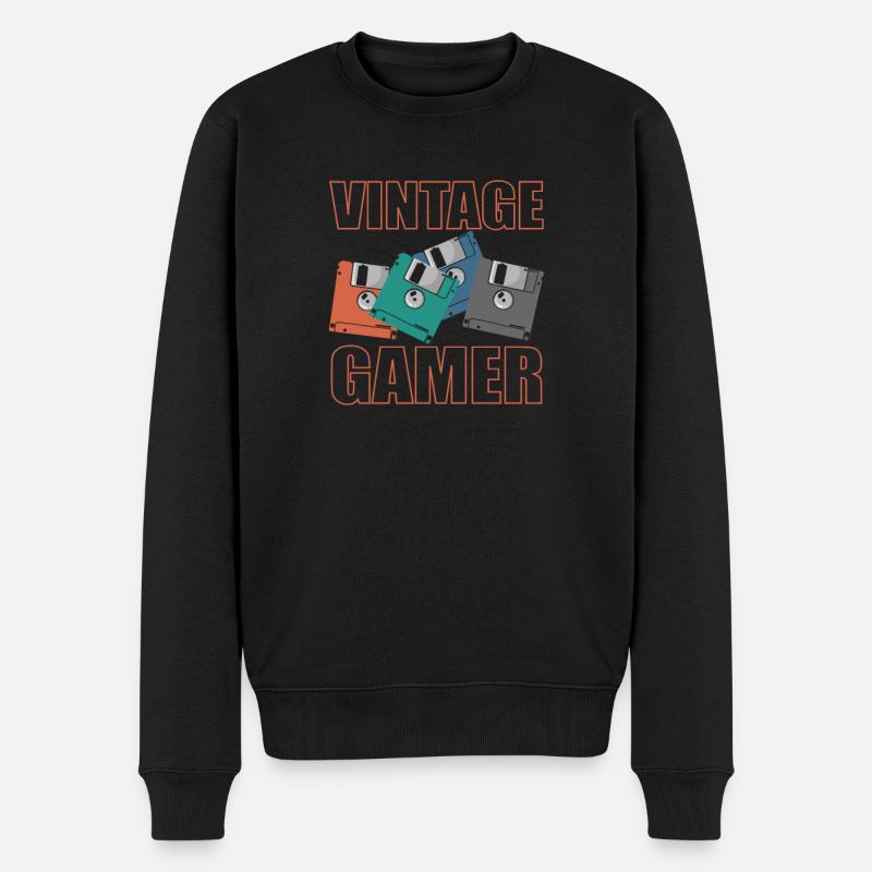 Module de mémoire rétro de disquette Vintage Gamer - Pull Premium bio Homme - noir