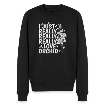 J’aime vraiment vraiment la plante d’orchidée - Pull Premium bio Homme - noir - Devant - Nico (187cm)