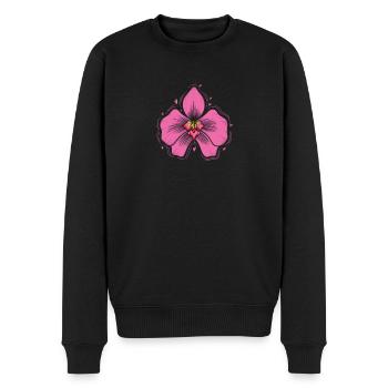 Orchidée botanique fleur plante - Pull Premium bio Homme - noir - Devant - Nico (187cm)