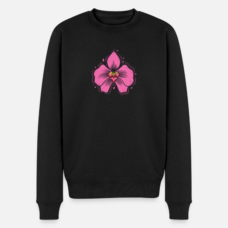 Orchidée botanique fleur plante - Pull Premium bio Homme - noir