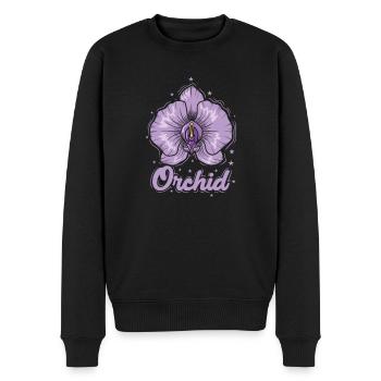 Orchidée, Nature, Plante, Fleur - Pull Premium bio Homme - noir - Devant - Nico (187cm)