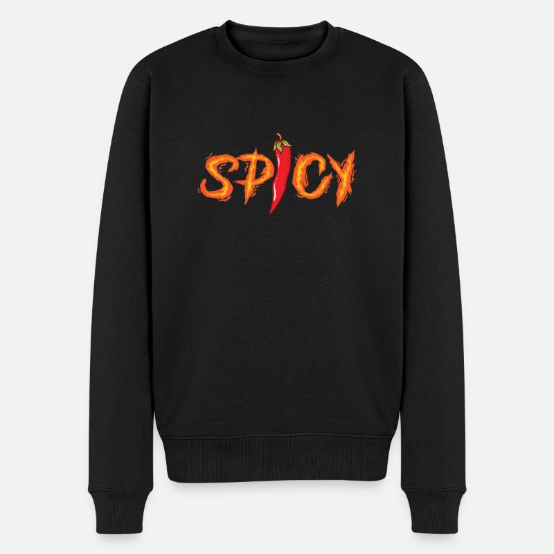 Spicy Chili Gewürz Schärfegrad - Männer Premium Bio Pullover - Schwarz