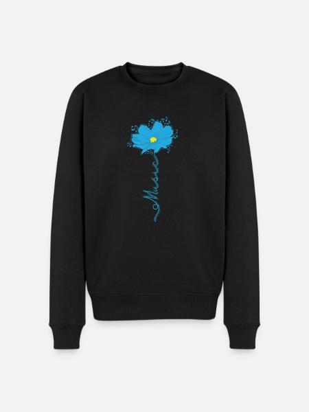 Music with Flower Musical Note - Men's Premium Organic Jumper - black