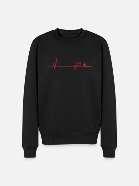 Heartbeat line with clef music - Men's Premium Organic Jumper - black