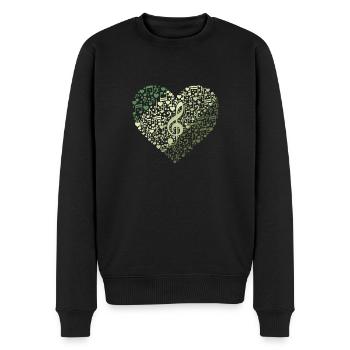 Wortwolke mit Musiknoten und Notenschlüssel - Männer Premium Bio Pullover - Schwarz - Vorne - Nico (187cm)