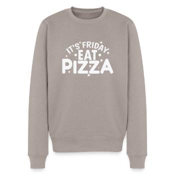 It’s Friday Eat Pizza Salami und Käse - Männer Premium Bio Pullover - Taupe - Vorne - Nico (187cm)
