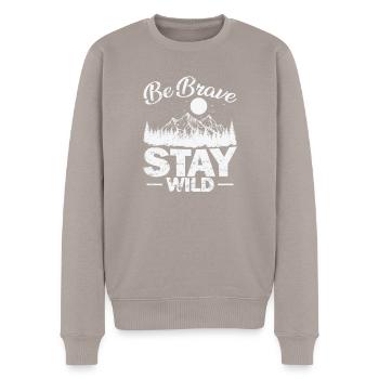 Be Brave Stay Wild Hiking Nature - Men's Premium Organic Jumper - taupe - Front - Nico (187cm)