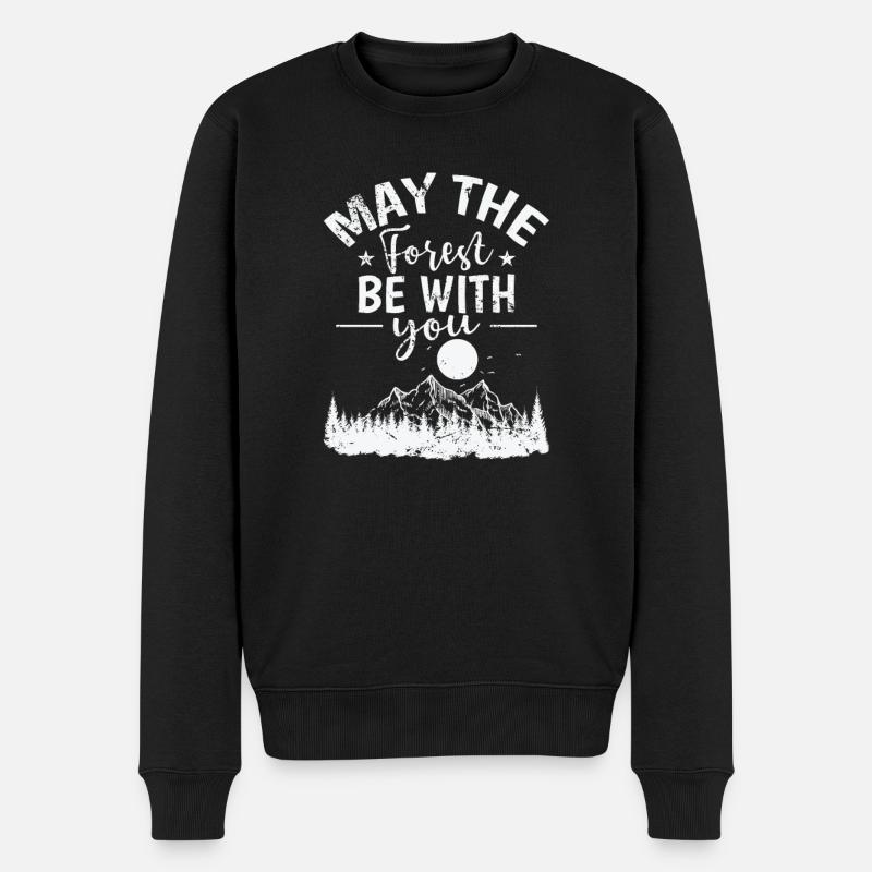 May The Forest be with you Wandern Natur - Männer Premium Bio Pullover - Schwarz