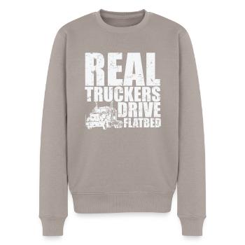 Real Truckers Drive Flatbed Occupation - Men's Premium Organic Jumper - taupe - Front - Nico (187cm)