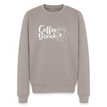 Coffee Break Koffein Café Aroma - Männer Premium Bio Pullover - Taupe - Vorne - Nico (187cm)