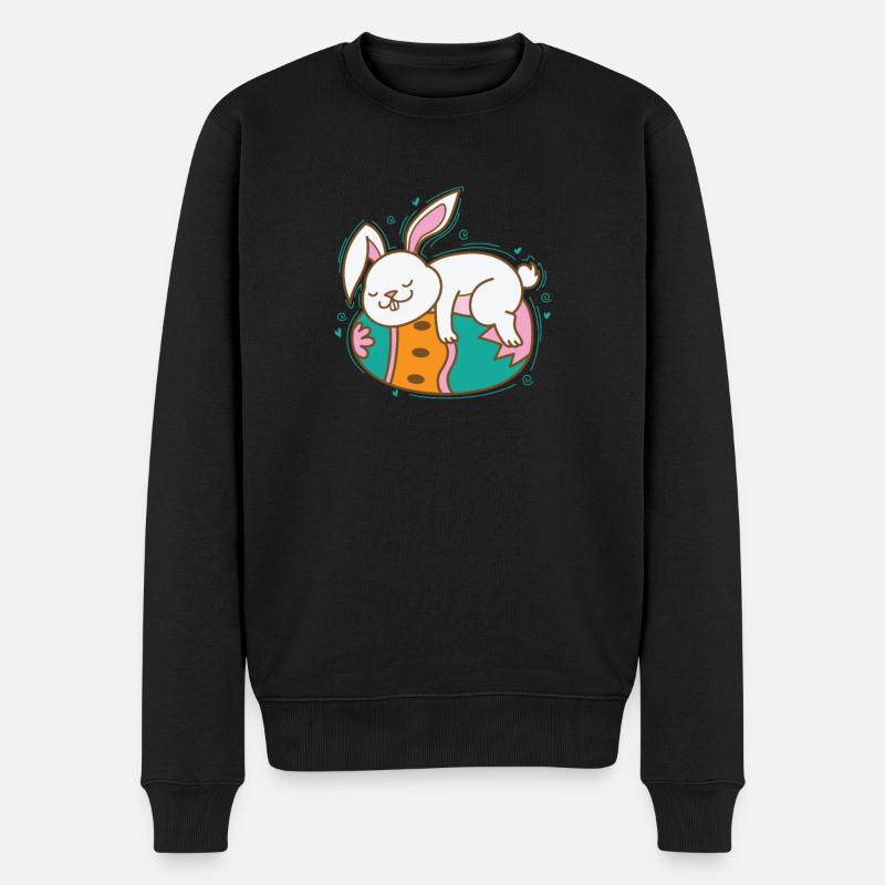 Easter Bunny on Easter Egg Spring - Men's Premium Organic Jumper - black