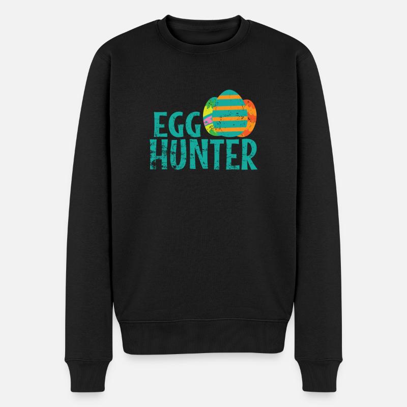 Egg Hunter Ostern bunte Ostereier - Männer Premium Bio Pullover - Schwarz