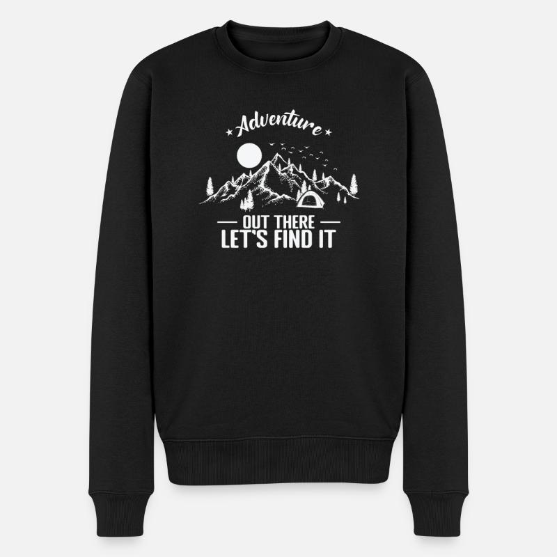 Aventure là-bas Trouvons-le Camping - Pull Premium bio Homme - noir