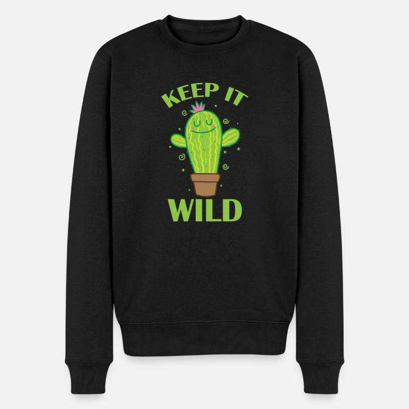 Keep it Wild Cactus Plant - Men's Premium Organic Jumper - black