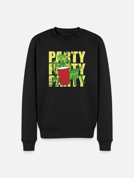 Party praying mantis with drink - Men's Premium Organic Jumper - black